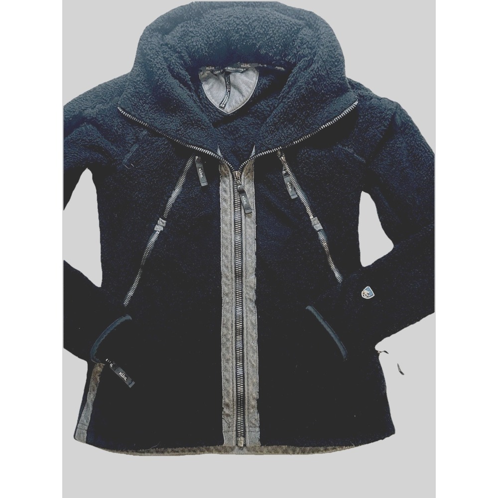 Kuhl Flight - Italian Fleece - Full Zip Jacket Women's XS Black Stowaway Hood